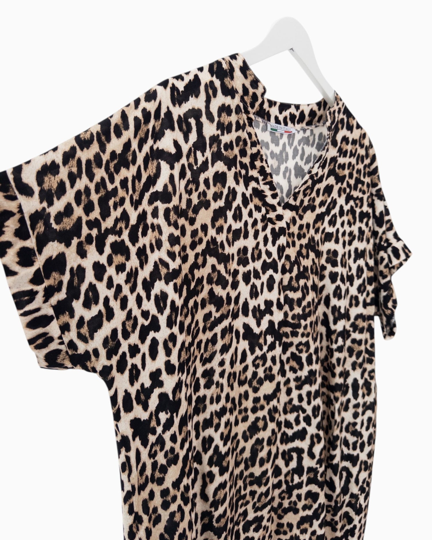 Leo Kleid mit V-Ausschnitt beige schwarz