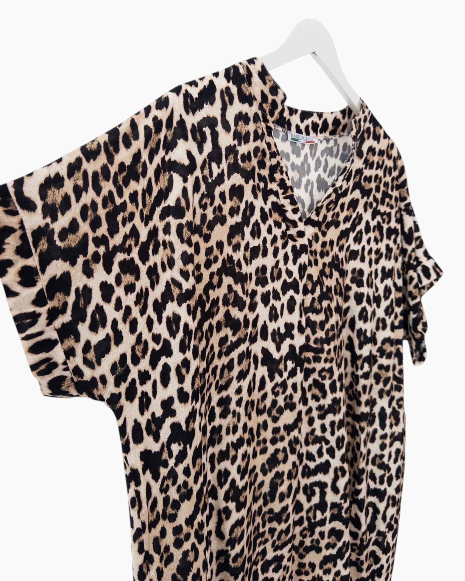 Leo Kleid mit V-Ausschnitt beige schwarz