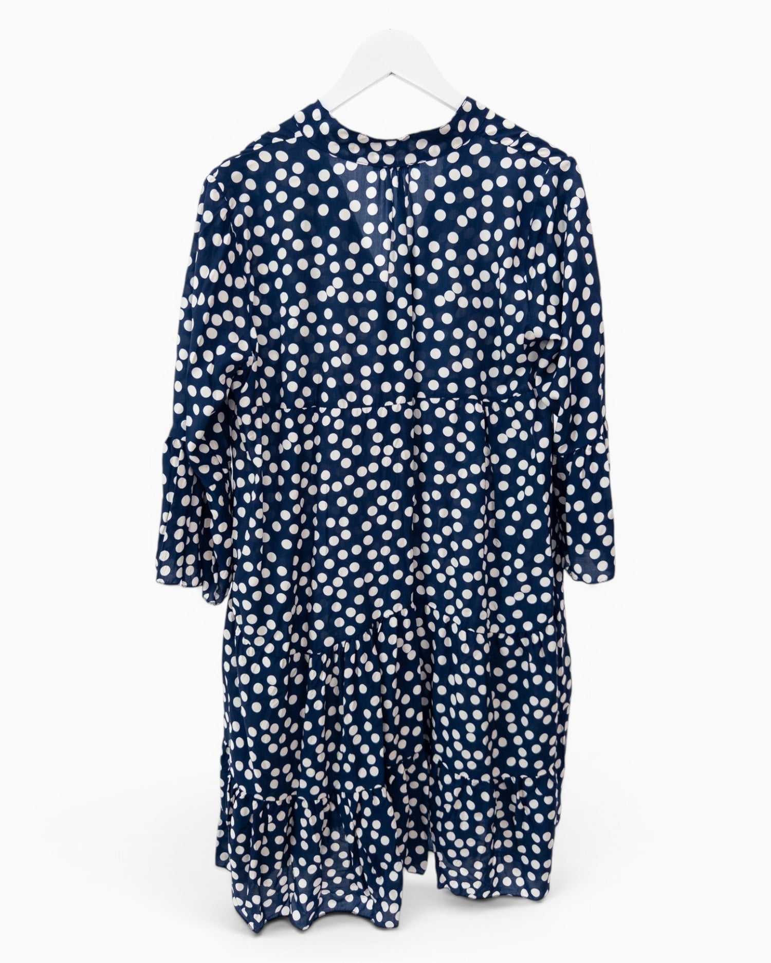 Kleid mit Punktemuster und Knopfleiste dunkelblau