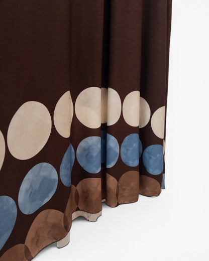 Ärmelloses Maxikleid mit großem Punktmuster dunkelbraun