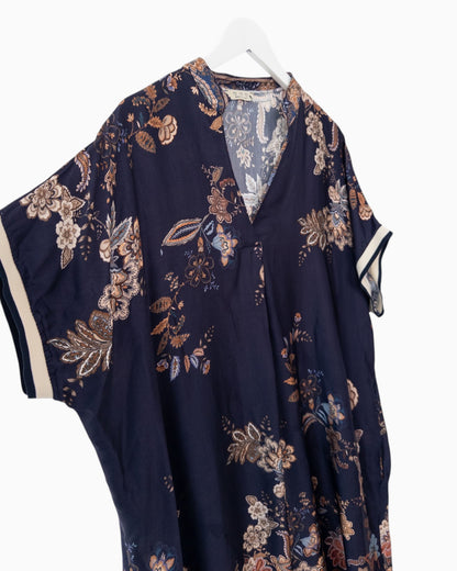 Sommerkleid mit Blumen Paisleymuster dunkelblau