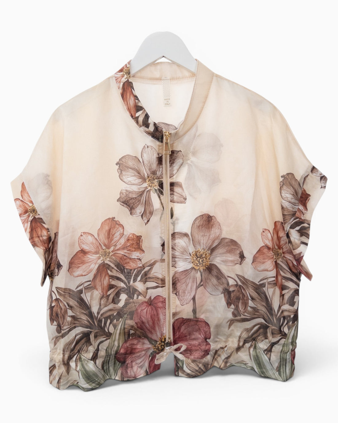 Leichte Jacke mit Blumenprint creme