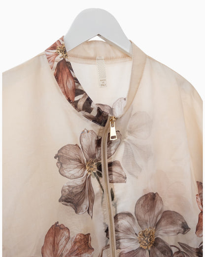 Leichte Jacke mit Blumenprint creme