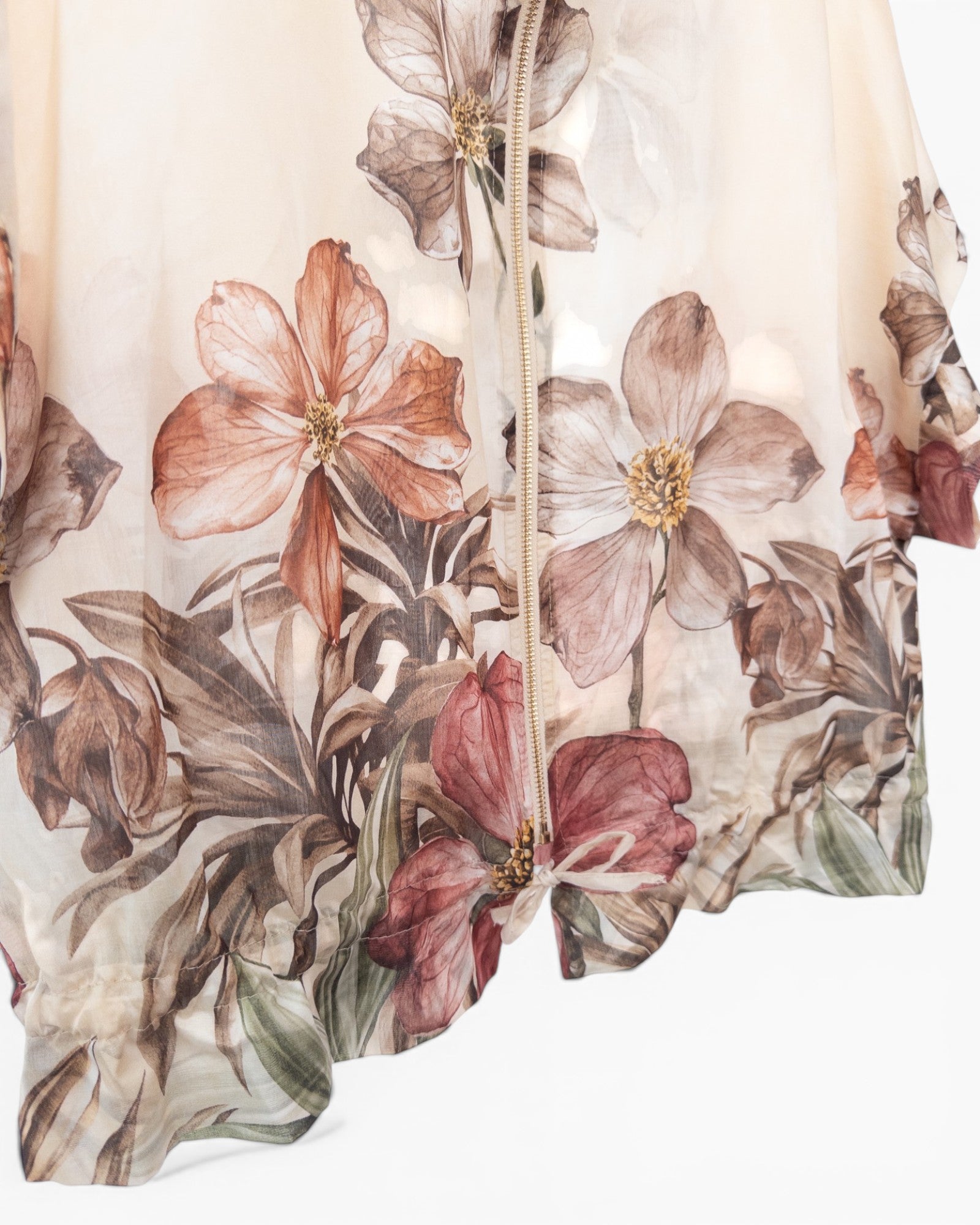 Leichte Jacke mit Blumenprint creme