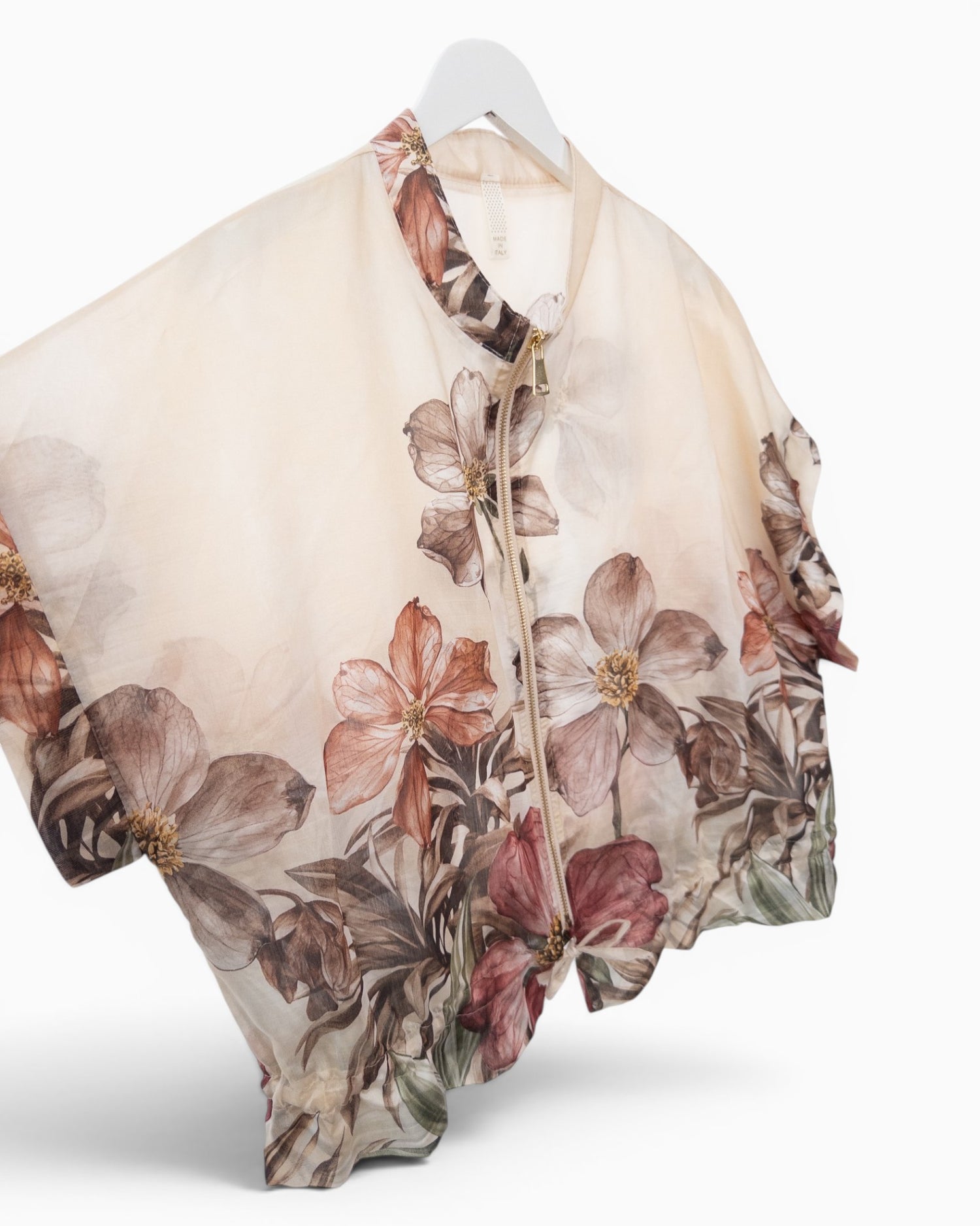 Leichte Jacke mit Blumenprint creme