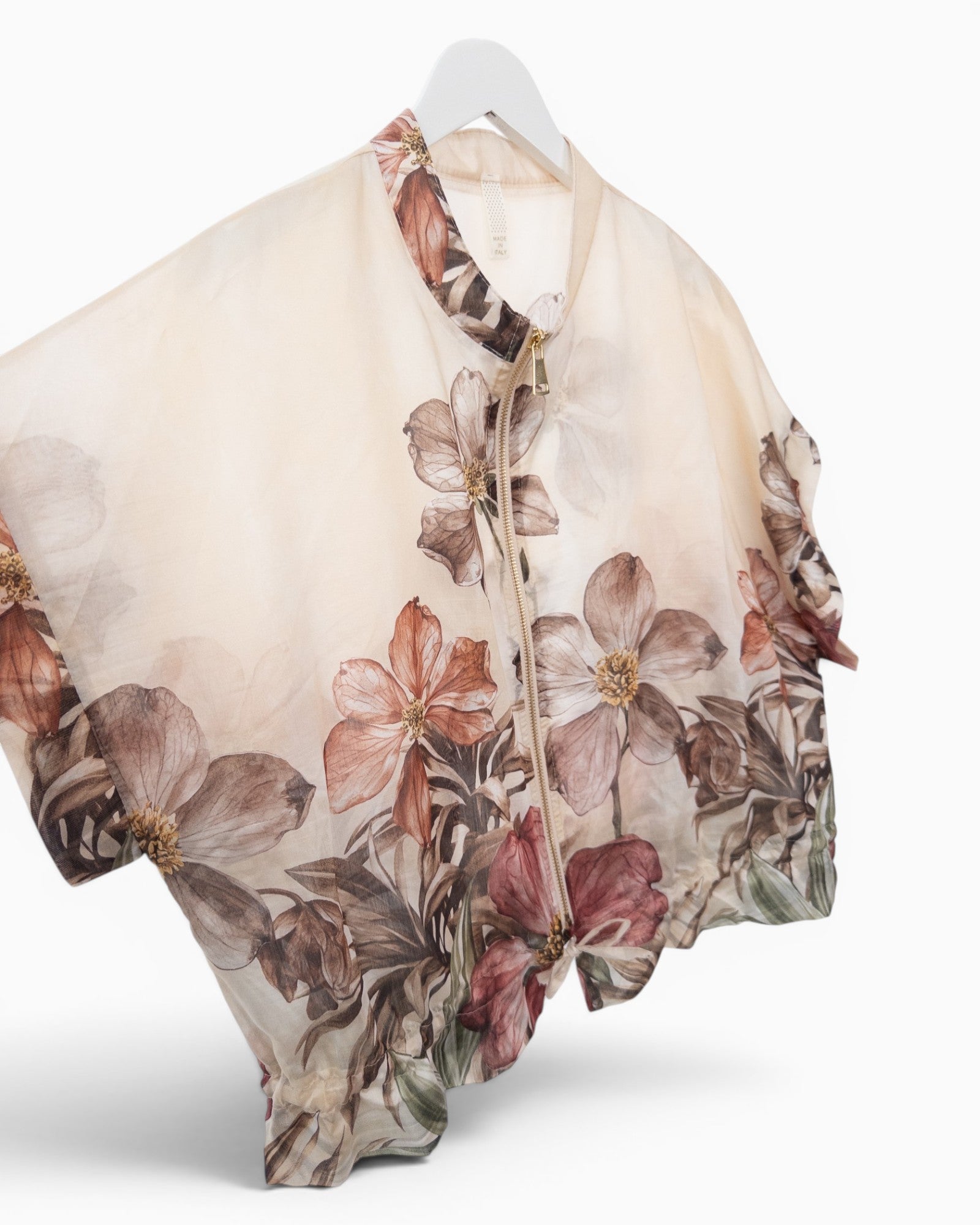 Leichte Jacke mit Blumenprint creme