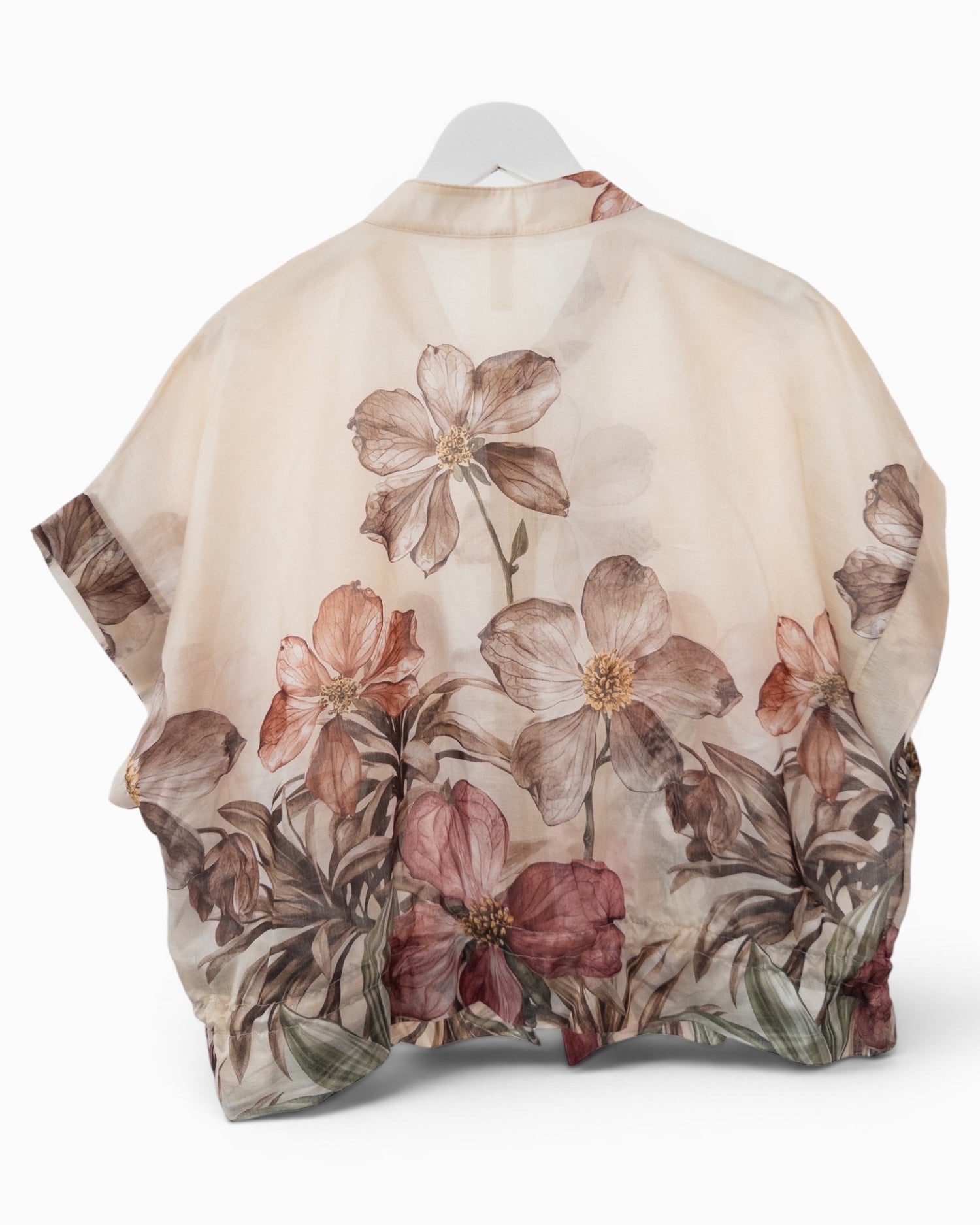 Leichte Jacke mit Blumenprint creme