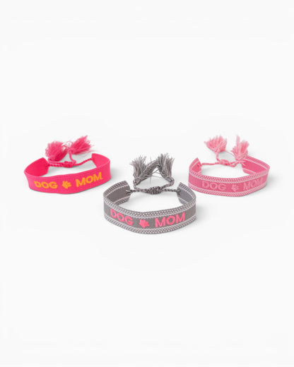 Armband Dog Mom mit Quasten grau