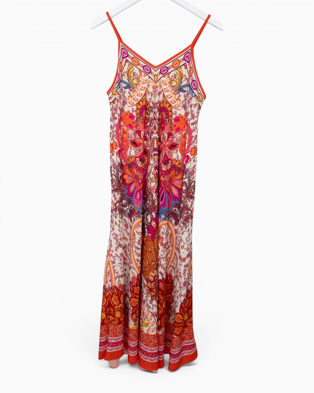 Maxikleid mit ornamentalem Paisley-Print orange pink