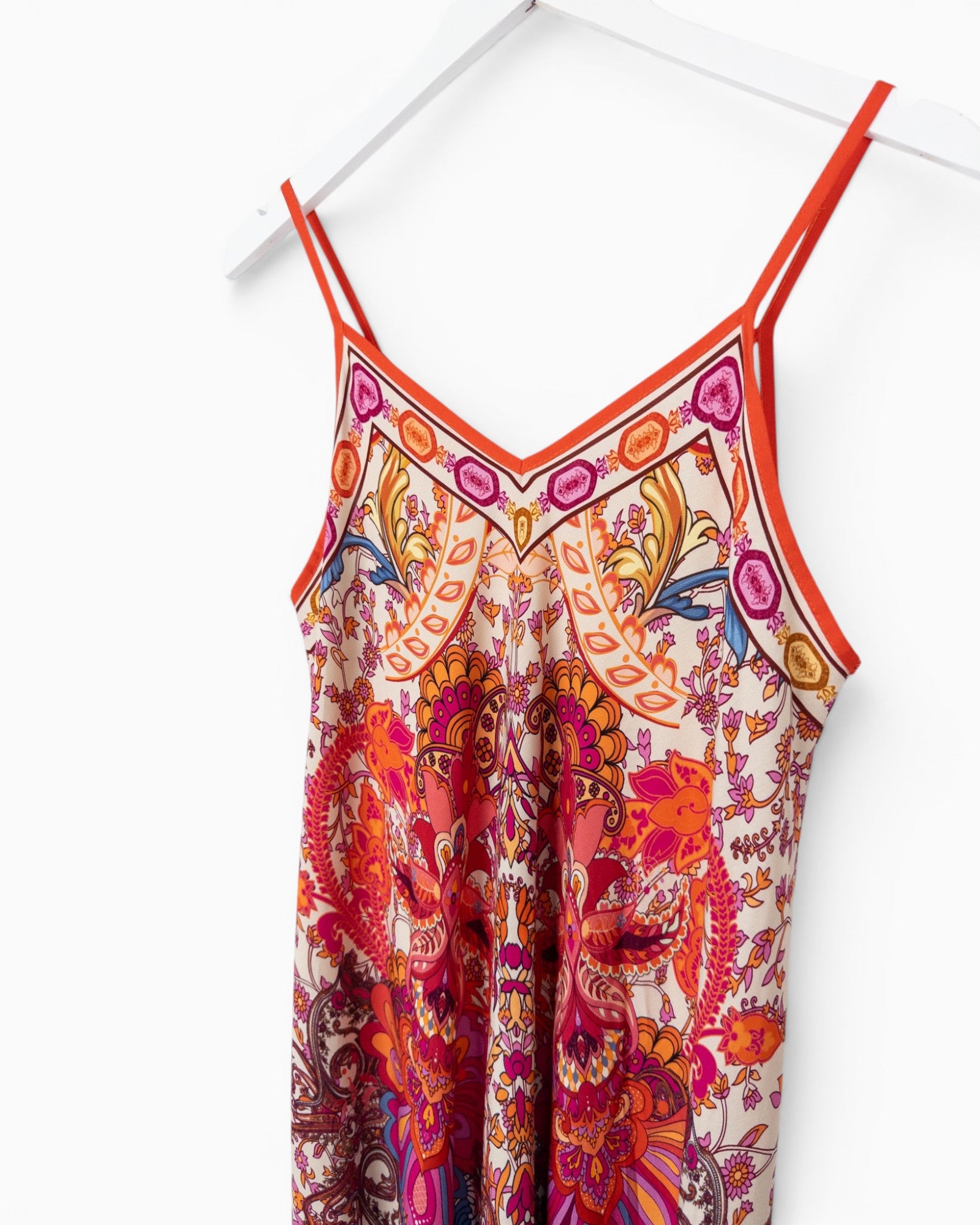 Maxikleid mit ornamentalem Paisley-Print orange pink