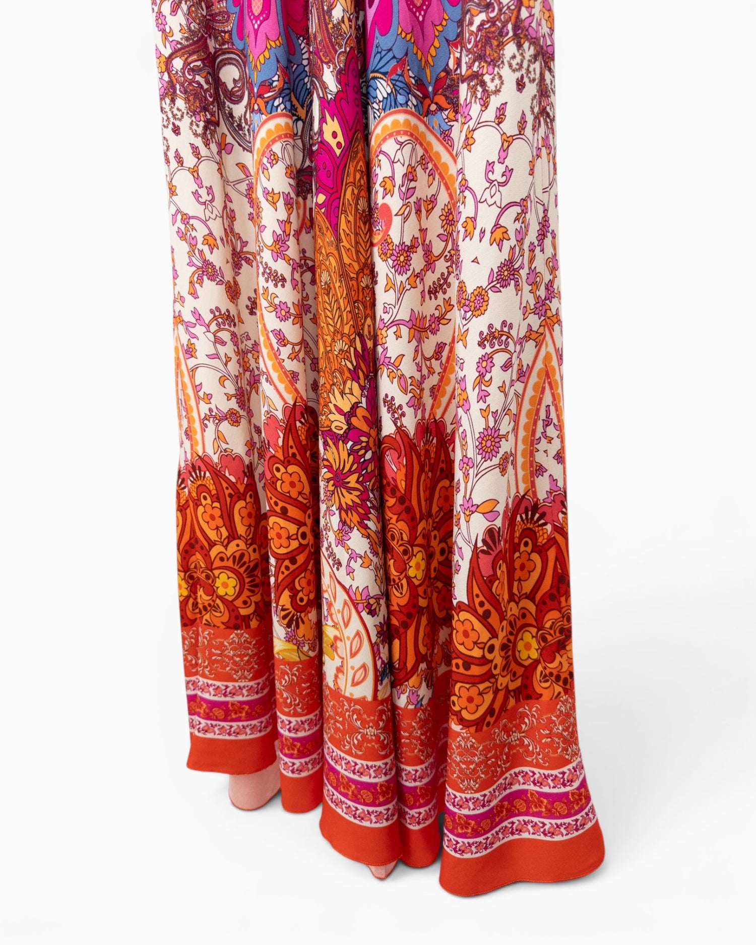 Maxikleid mit ornamentalem Paisley-Print orange pink