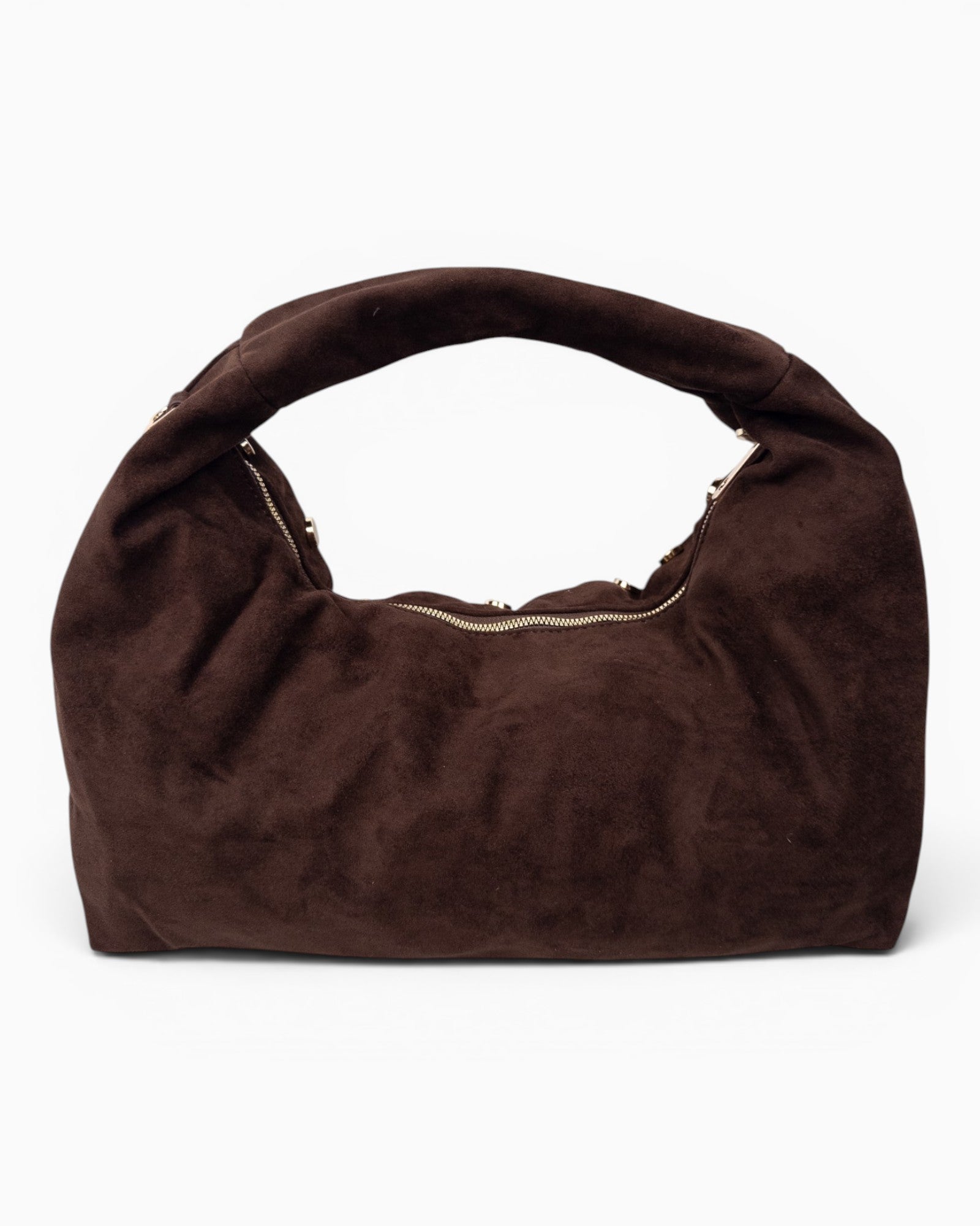 Handtasche Nieten Wildlederoptik dunkelbraun