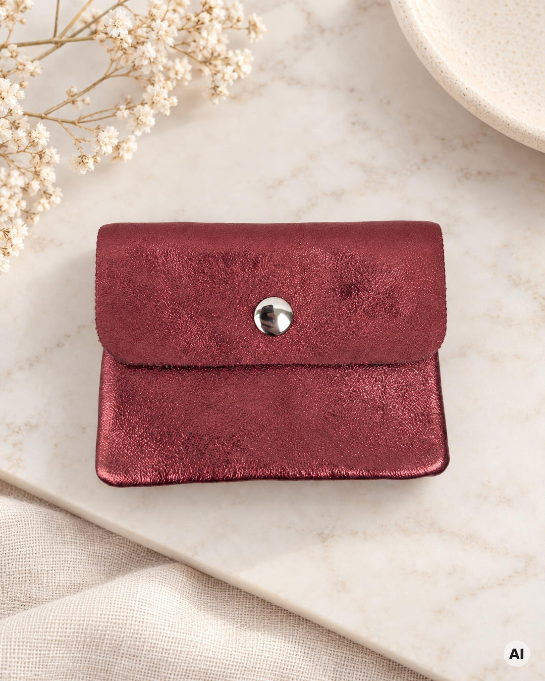 Geldbörse Leder klein bordeaux