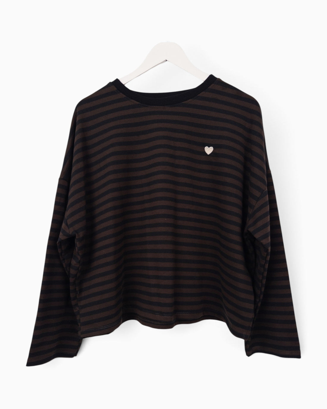 Streifenpullover mit Herz schwarz braun