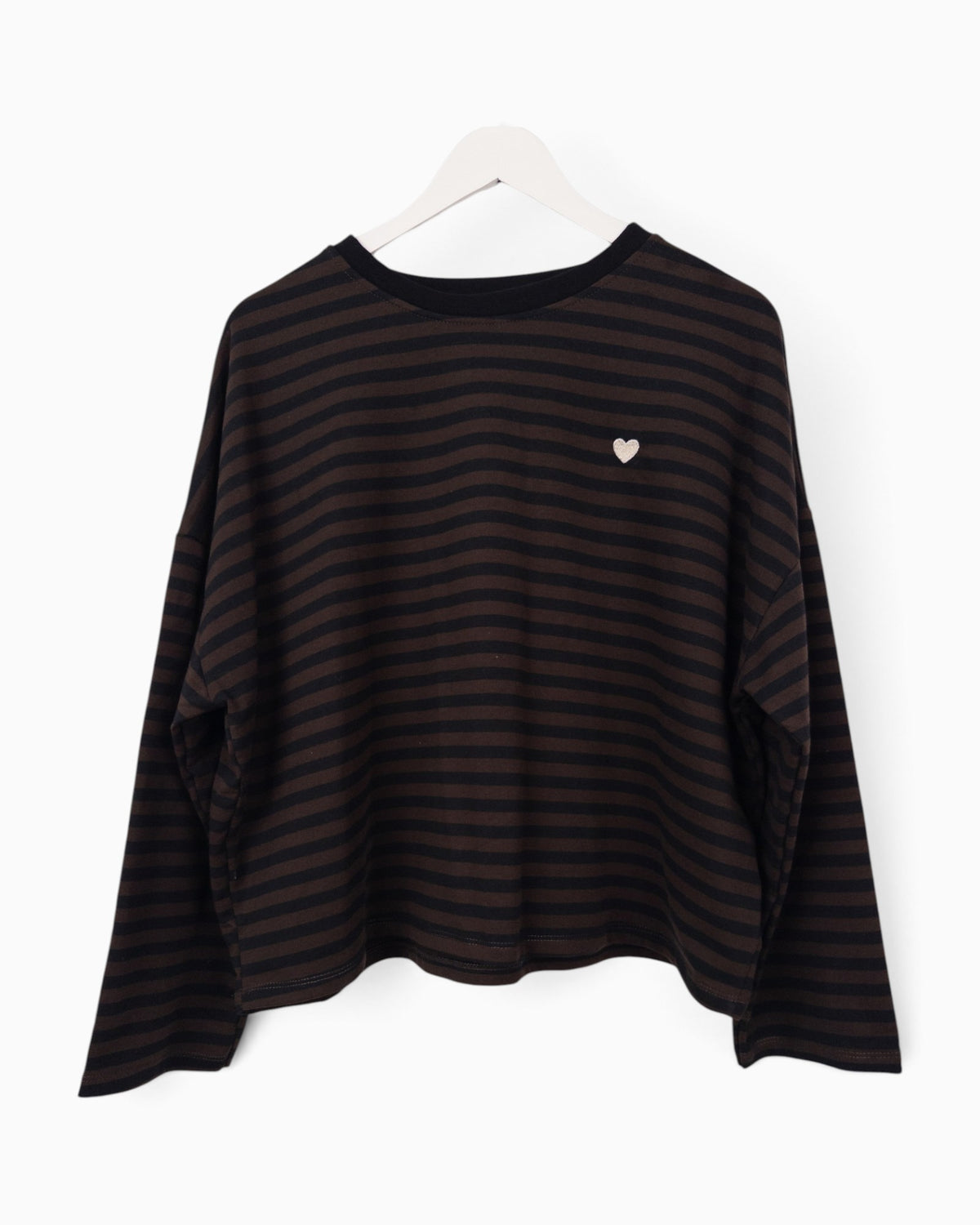 Streifenpullover mit Herz schwarz braun