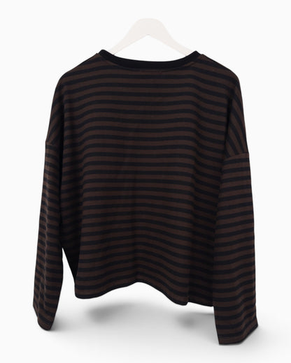 Streifenpullover mit Herz schwarz braun