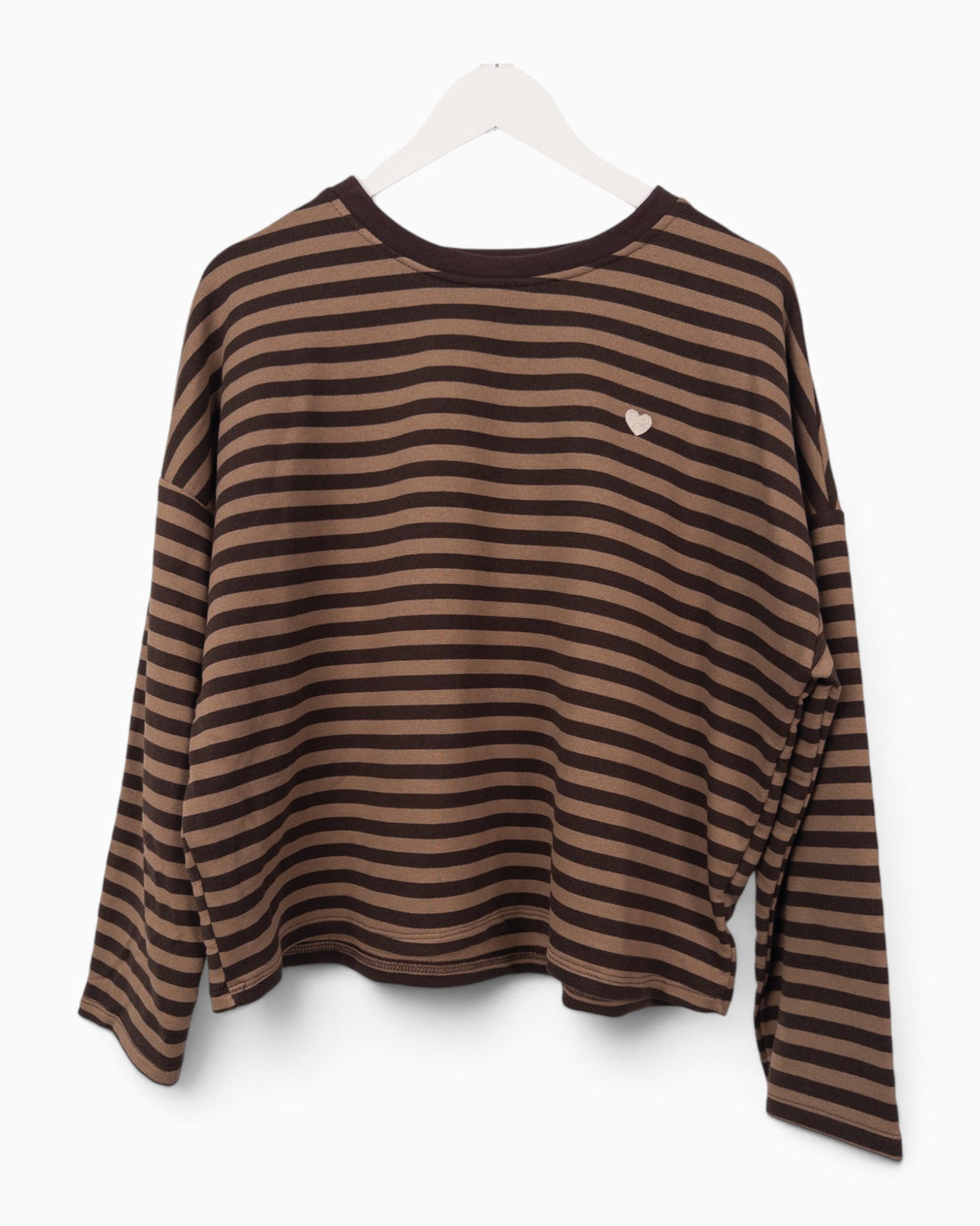 Streifenpullover mit Herz braun