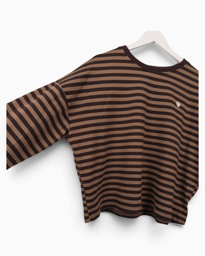 Streifenpullover mit Herz braun