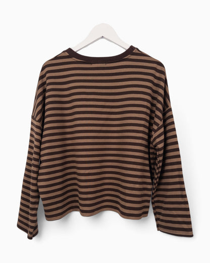 Streifenpullover mit Herz braun