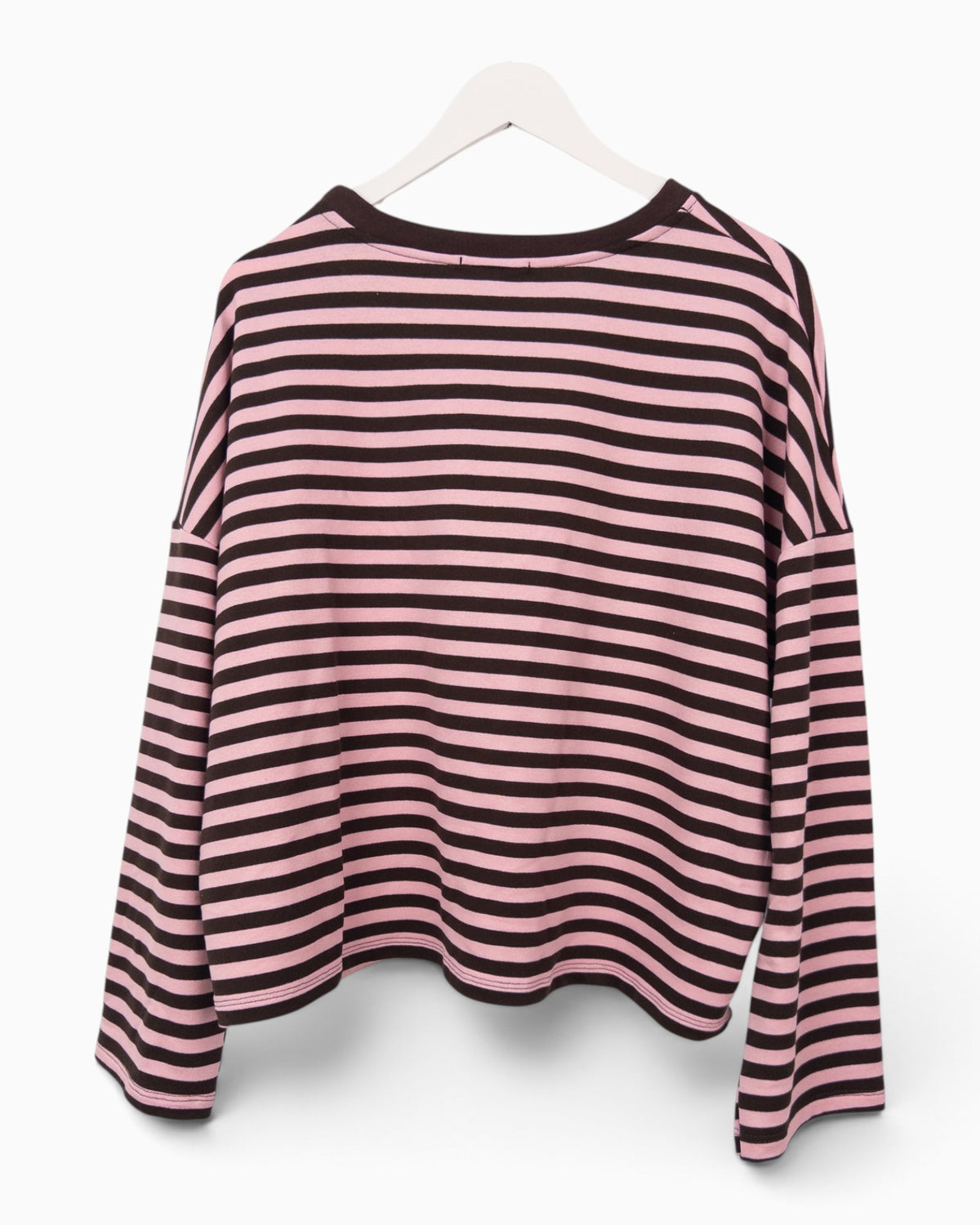 Streifenpullover mit Herz rosa braun