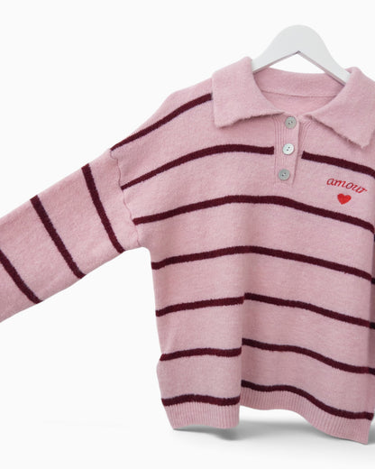 Strickpullover Amour rosa weinrot