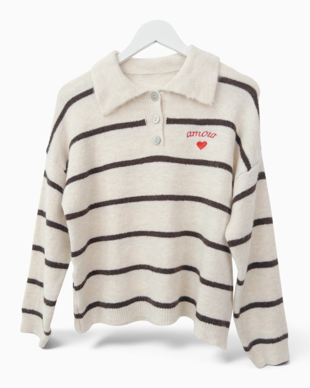 Strickpullover Amour creme braun