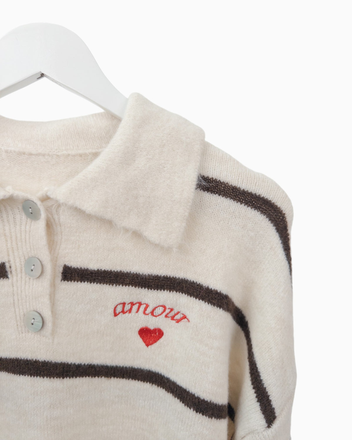 Strickpullover Amour creme braun