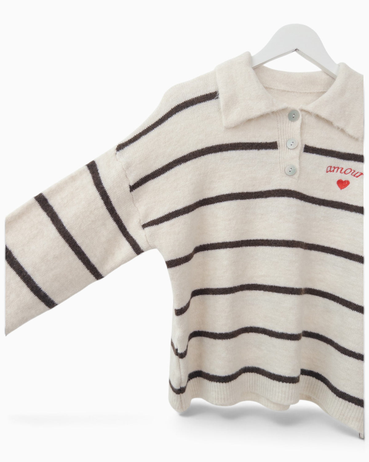 Strickpullover Amour creme braun