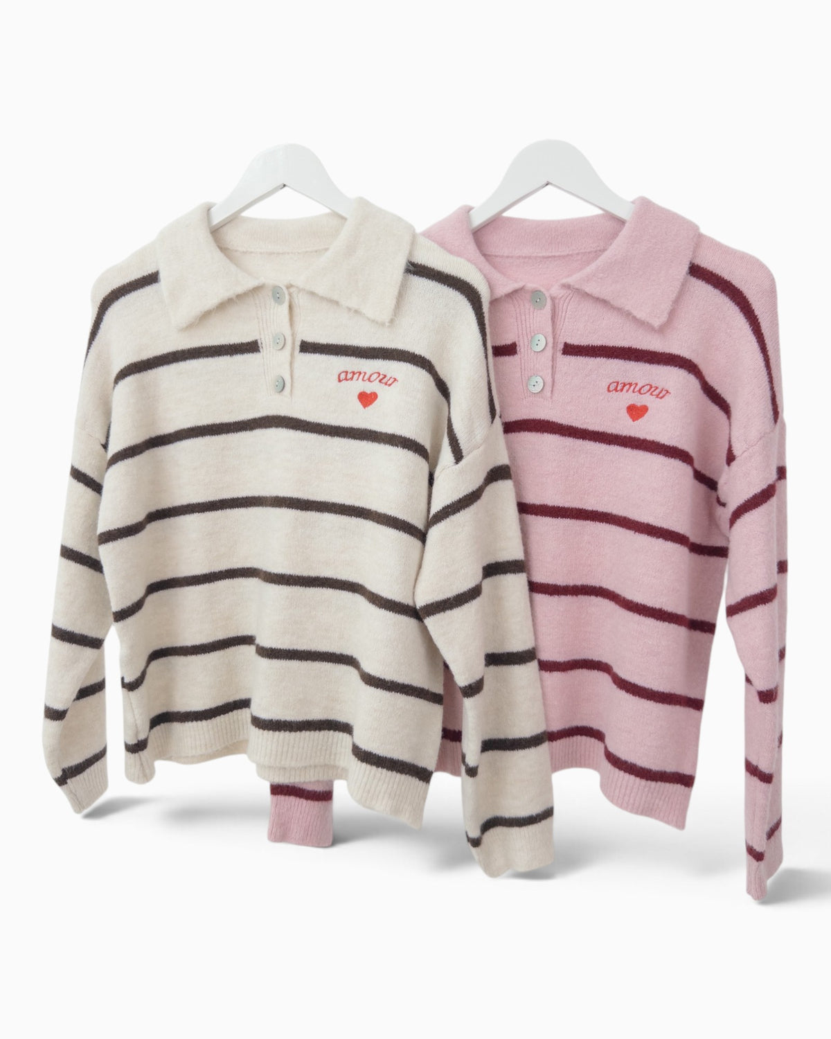 Strickpullover Amour creme braun
