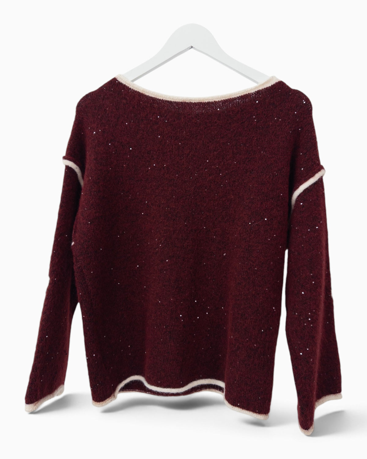 Strickpullover mit Herzen weinrot