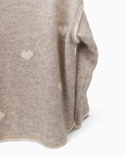 Strickpullover mit Herzen beige