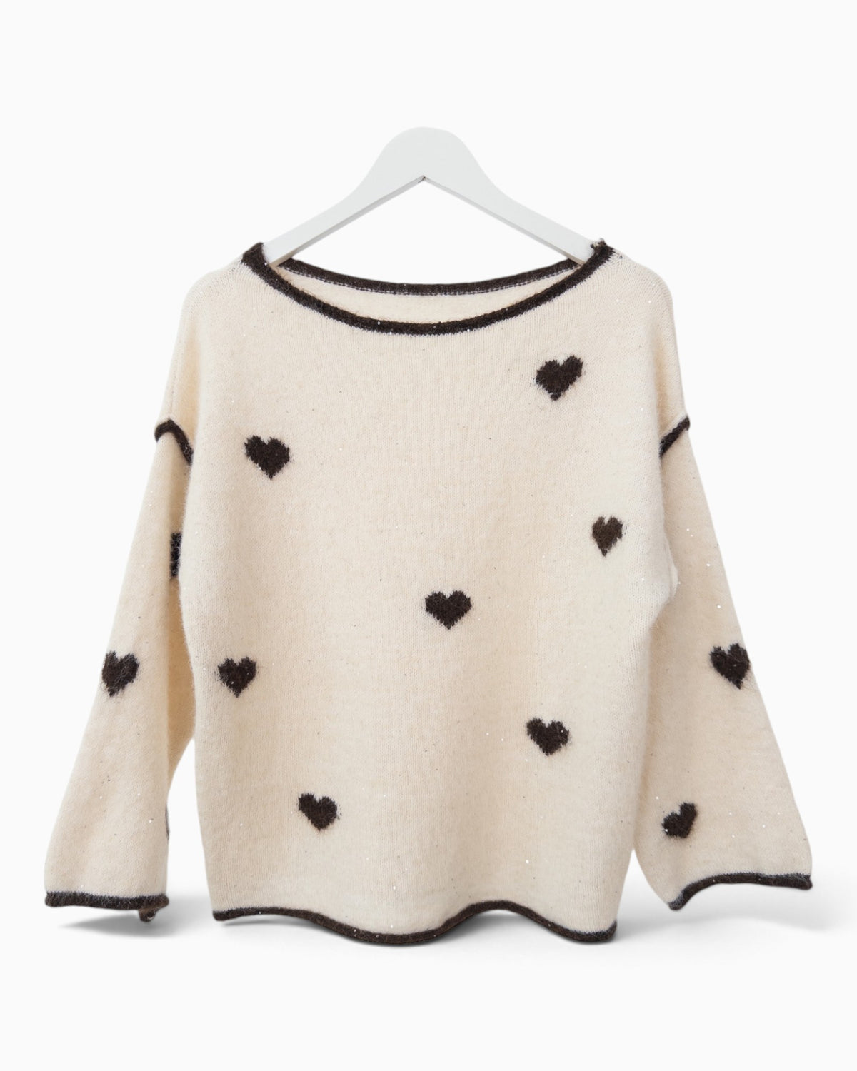 Strickpullover mit Herzen creme