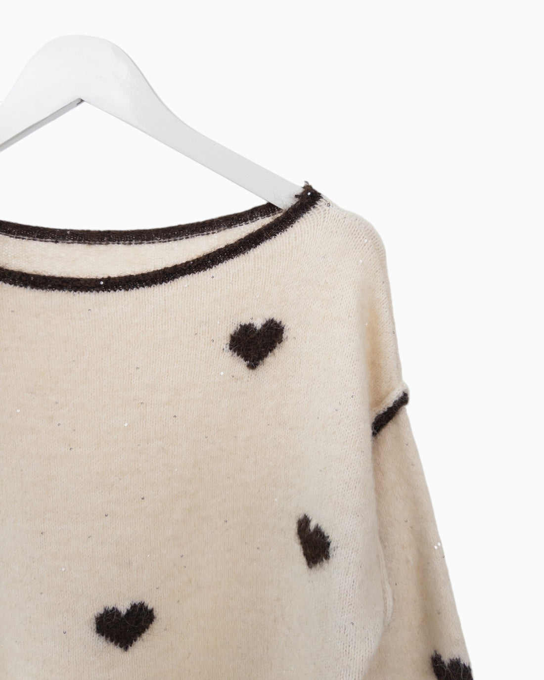 Strickpullover mit Herzen creme