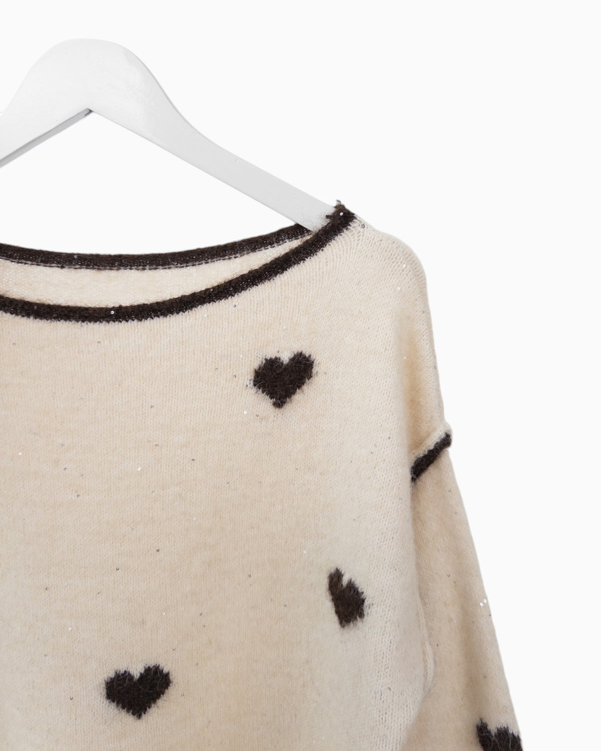 Strickpullover mit Herzen creme