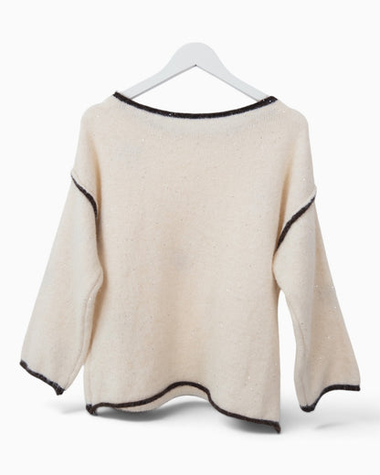 Strickpullover mit Herzen creme