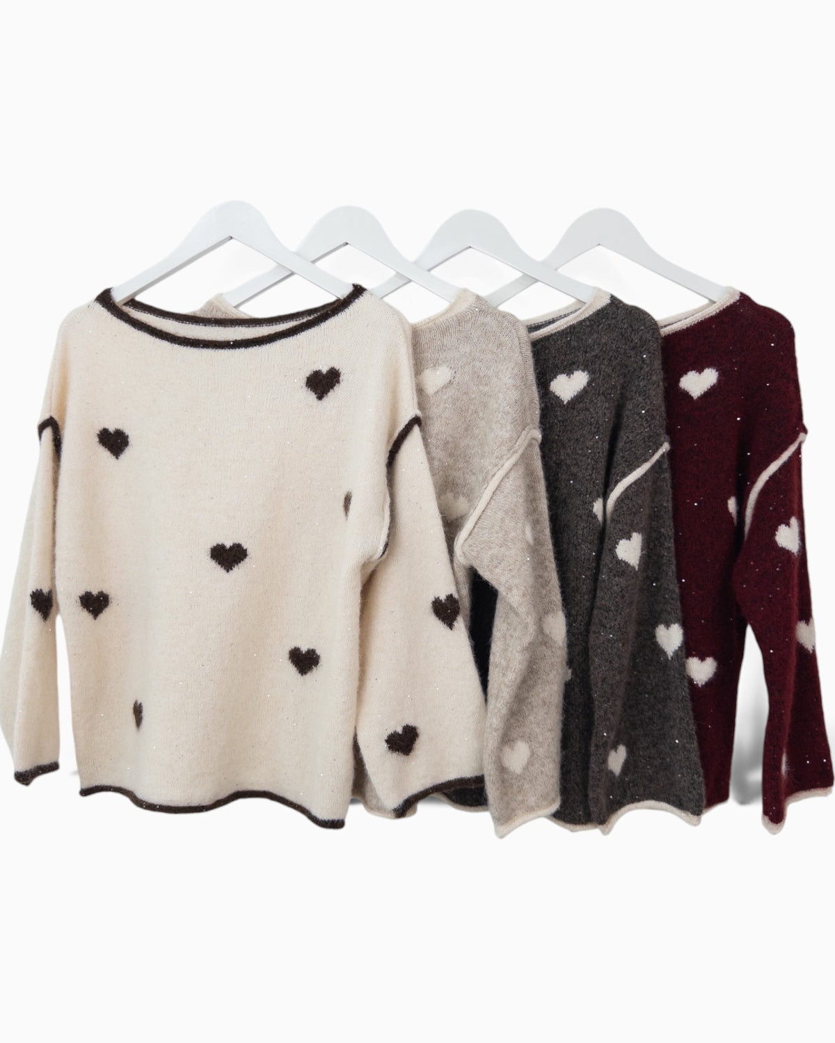 Strickpullover mit Herzen dunkelbraun