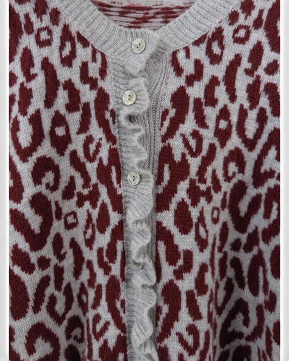 Cardigan Leo grau weinrot