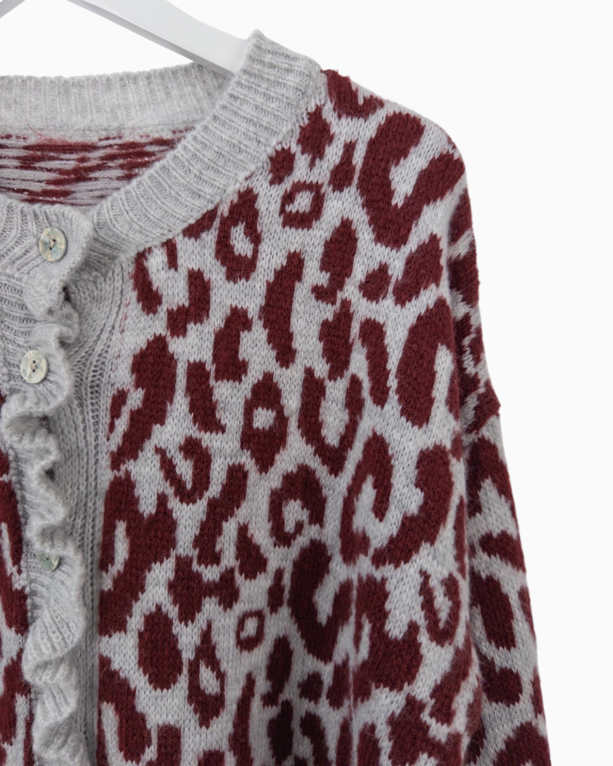 Cardigan Leo grau weinrot
