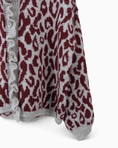 Cardigan Leo grau weinrot