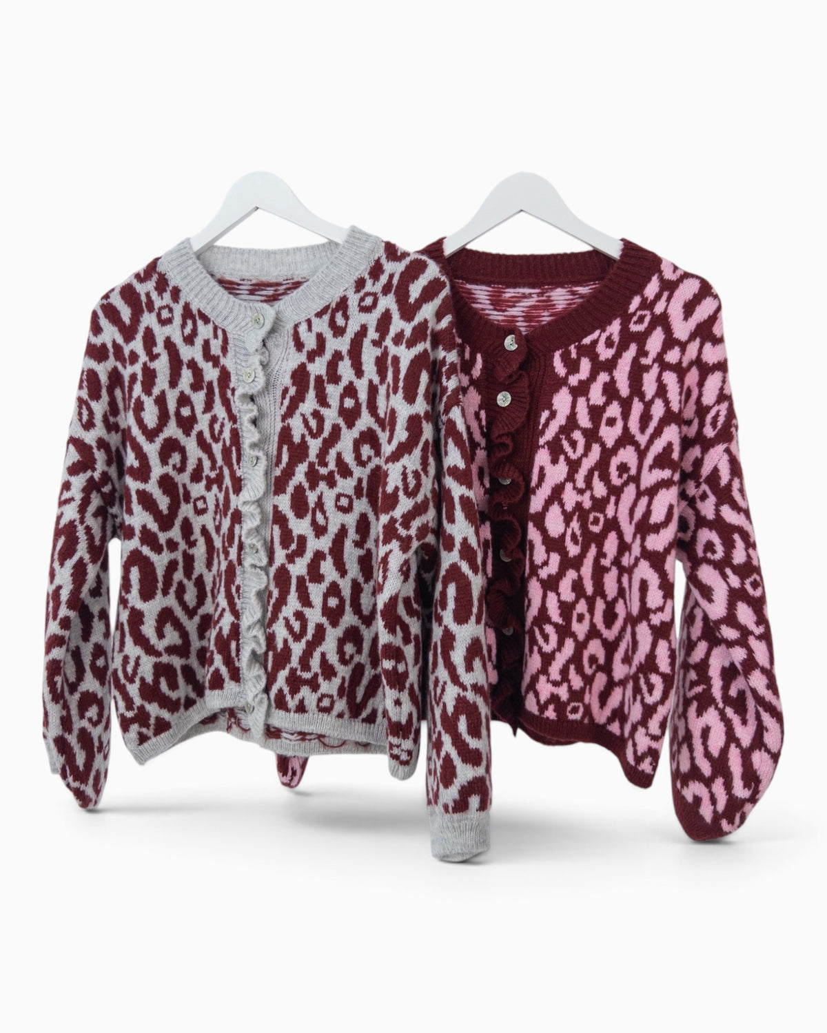 Cardigan Leo grau weinrot