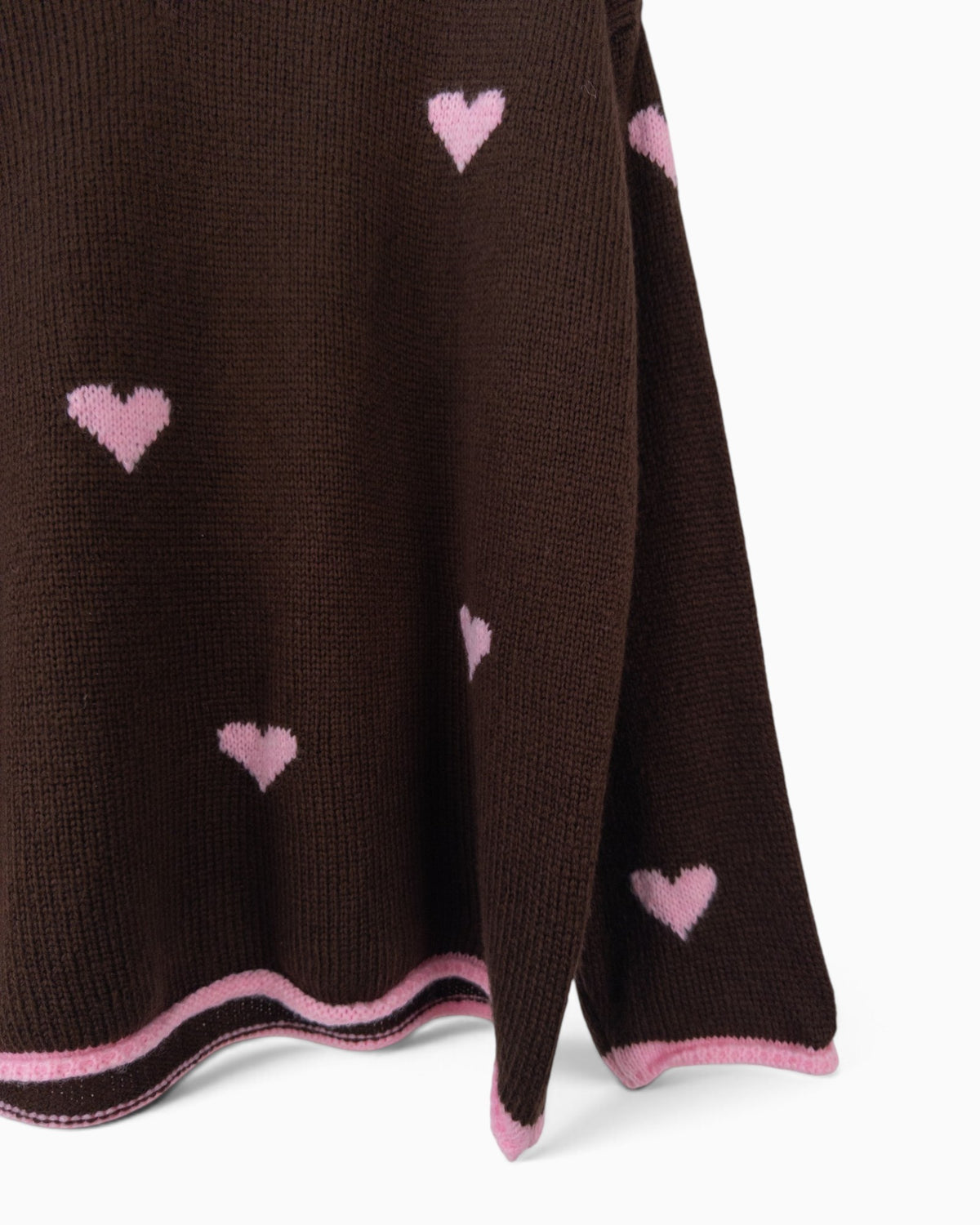 Strickpullover Herzchen dunkelbraun rosa