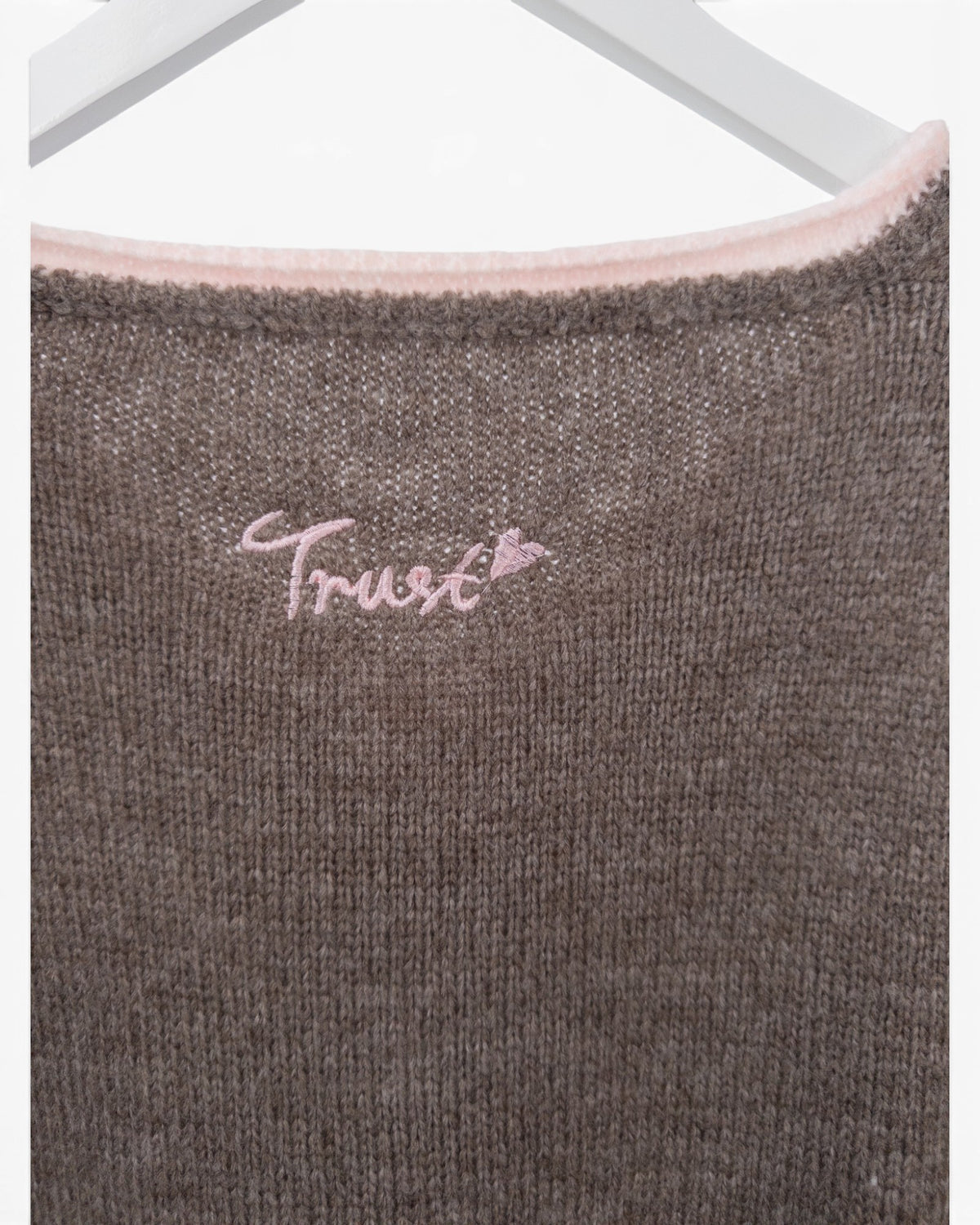 Strickpullover Herzchen taupe rosa
