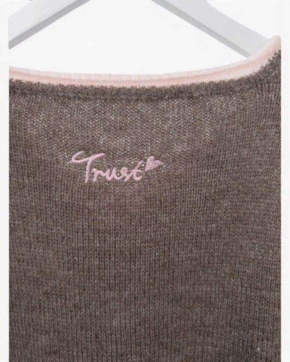 Strickpullover Herzchen taupe rosa