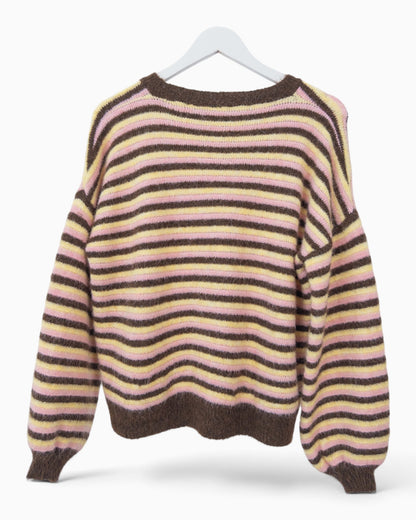 Strickpullover mit Streifen braun gelb