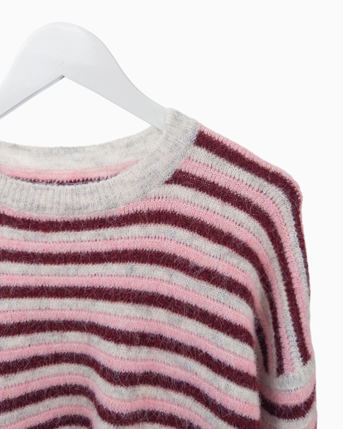 Strickpullover mit Streifen grau weinrot