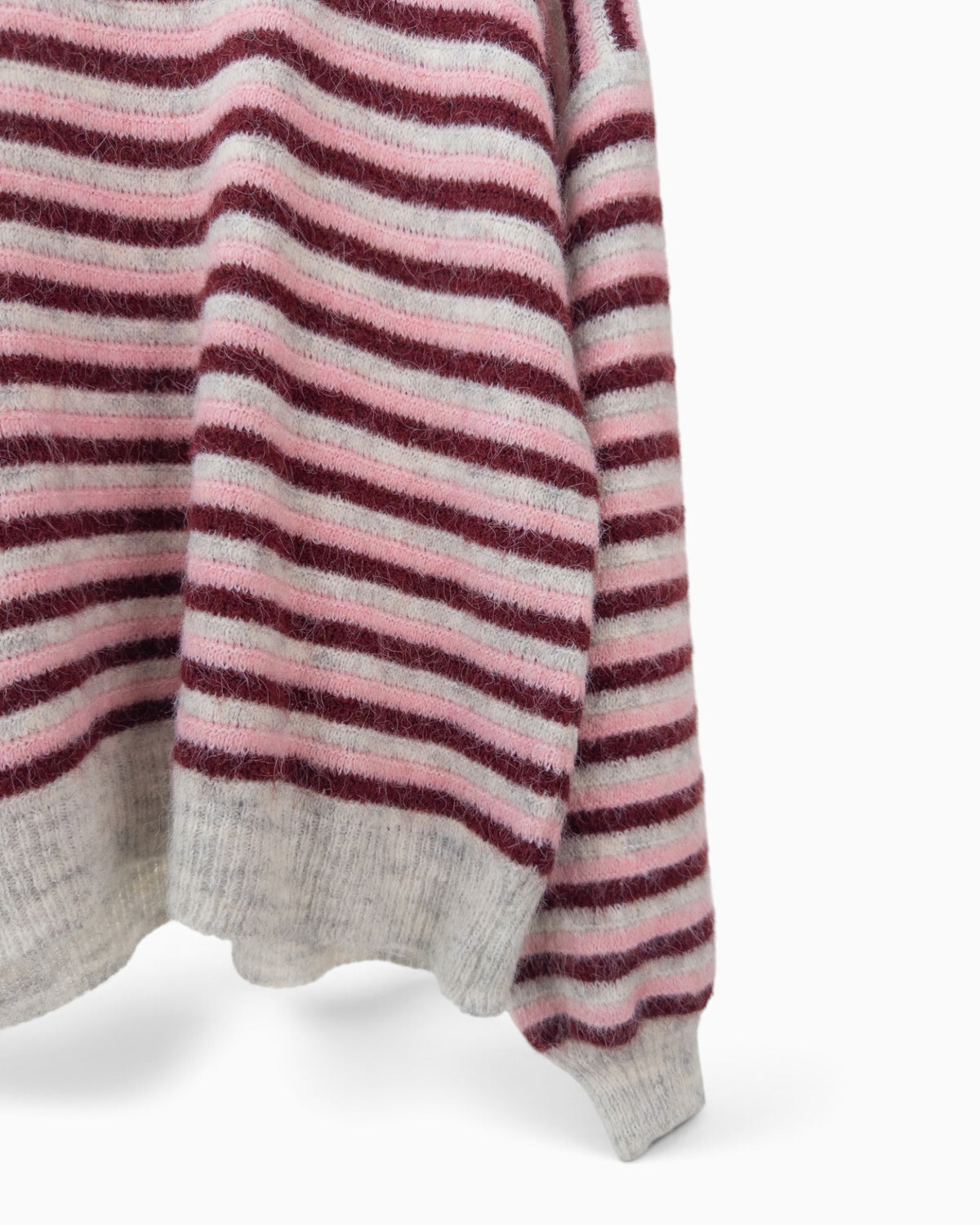 Strickpullover mit Streifen grau weinrot