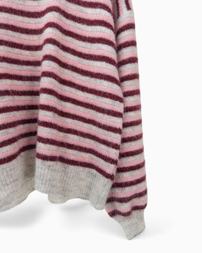 Strickpullover mit Streifen grau weinrot