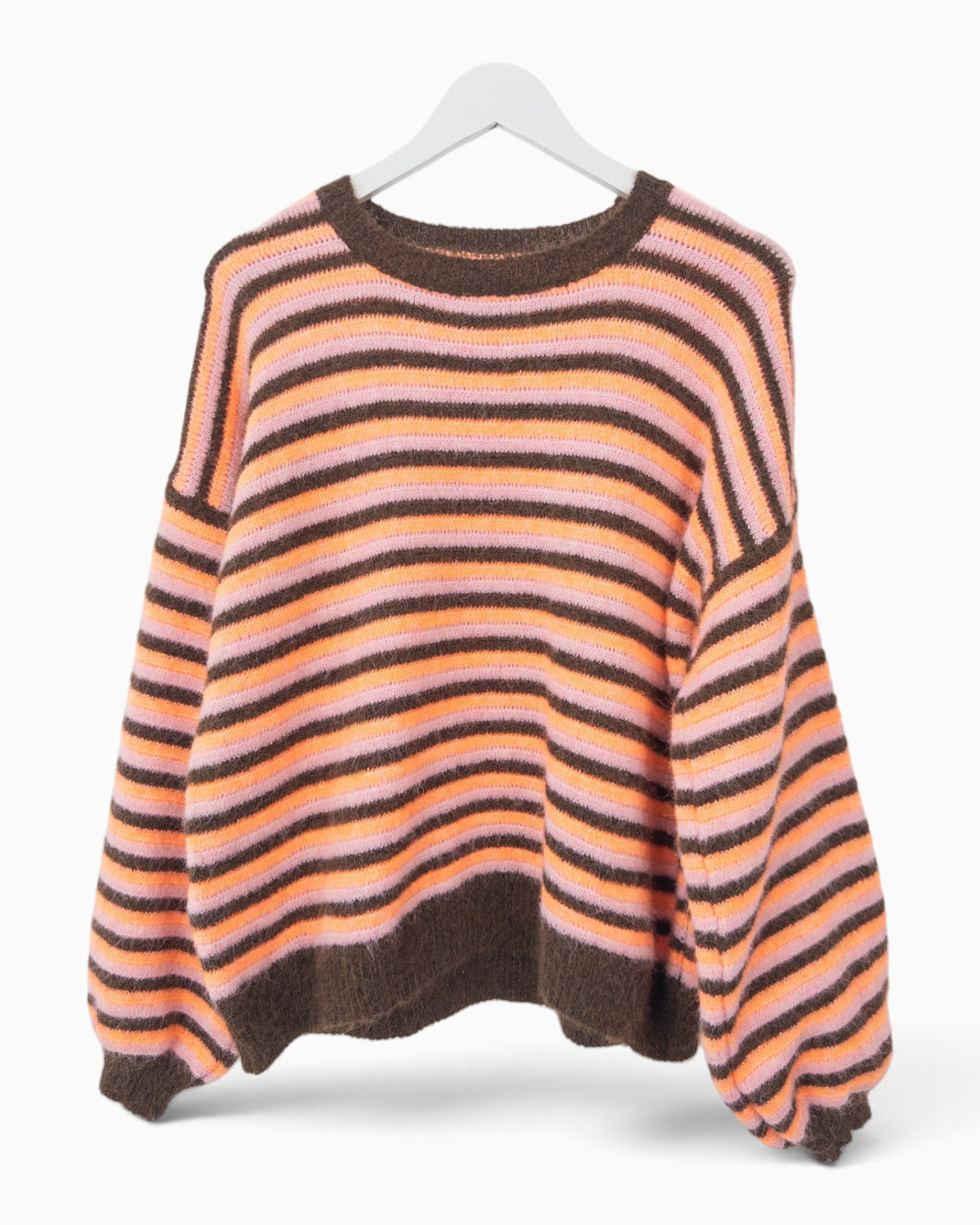 Strickpullover mit Streifen braun orange