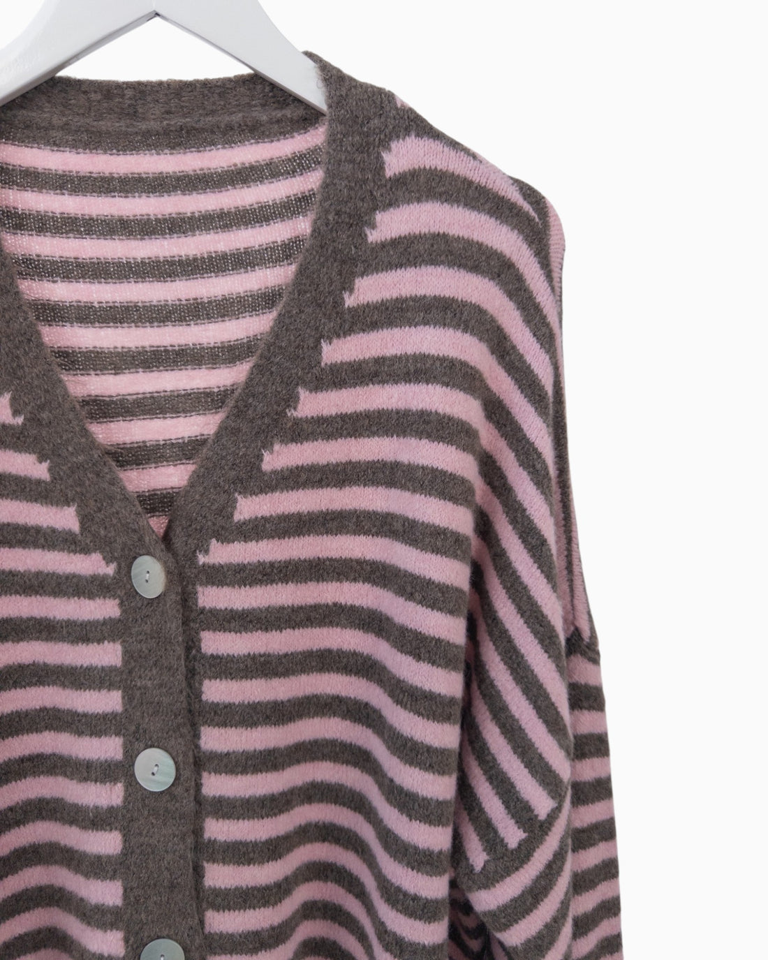 Cardigan mit Streifen rosa taupe