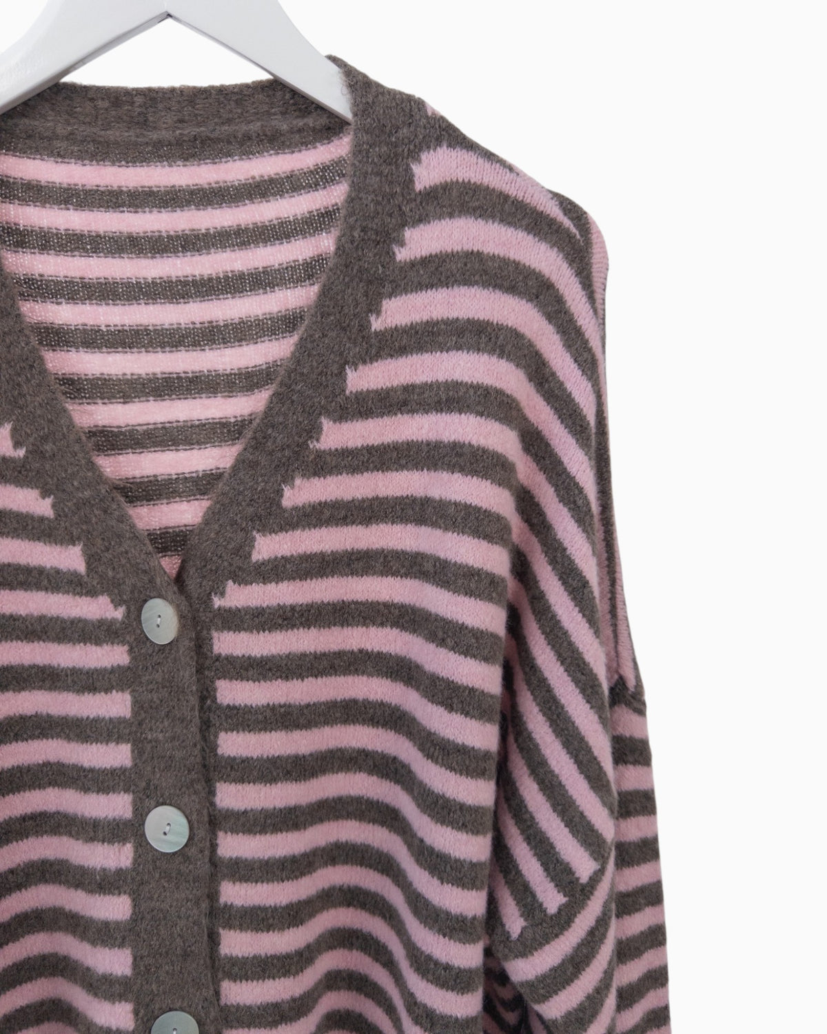 Cardigan mit Streifen rosa taupe
